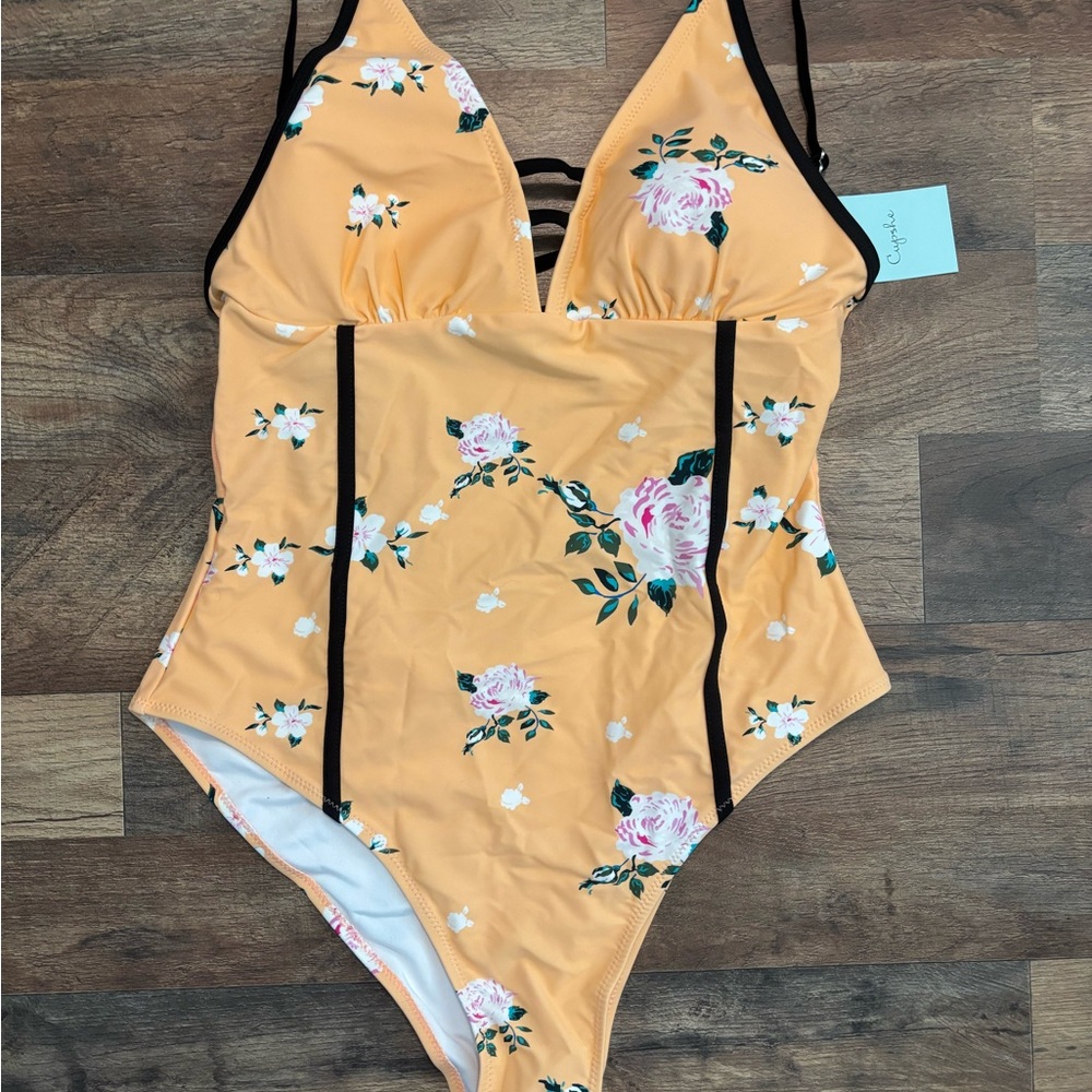 🍑💐Peach Floral One Piece Swimsuit